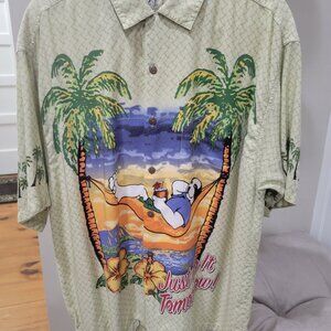 Men's Big Dogs Button Up “Just Do It Tomorrow” Hawaiian Shirt Large Vintage